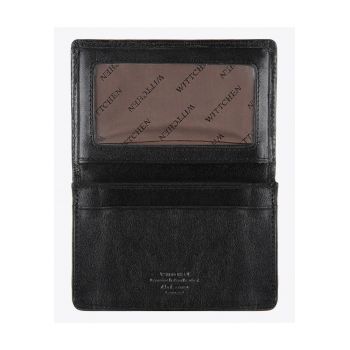 Etui pentru vizit carte  Arizona - piele naturala - 3 compartimente - 7 -5x11 -5cm - negru