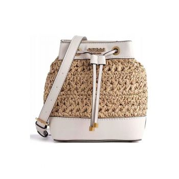 Geanta bucket cu insertii de paie si piele ecologica Liguria
