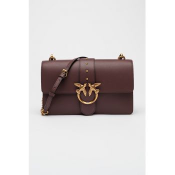 Geanta crossbody de piele cu doua compartimente