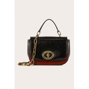 Geanta crossbody din piele ecologica cu bareta detasabila din lant