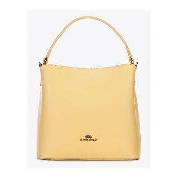 Geanta dama  3 compartimente - piele naturala - galben