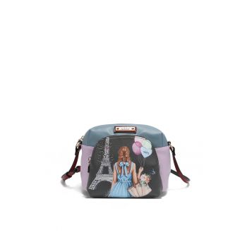 Geantă dama  BONJOUR PARIS - piele ecologică - design vintage - dimensiune 15x20x10cm