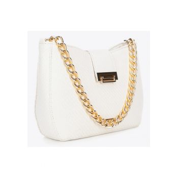 Geanta dama crossbody  crem - polipropilena - cu curea reglabila - compartimentare practica