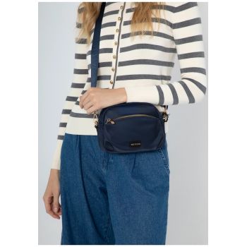 Geanta dama crossbody  nylon - albastru - cu un compartiment - curea reglabila