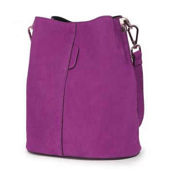 Geanta dama din piele intoarsa Milena mov