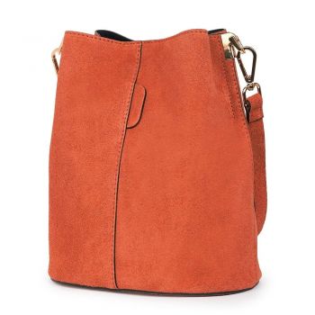 Geanta dama din piele intoarsa Milena portocalie