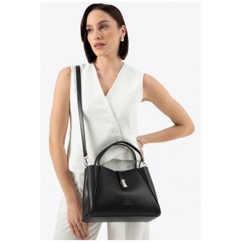 Geanta dama  din piele naturala - cu manere - negru