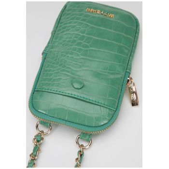 Geanta dama  minitoreba din ecopiele - verde - cu lant - dimensiuni 20x15cm