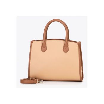 Geanta dama  piele ecologica - 2 compartimente - bej - 30x20x15cm