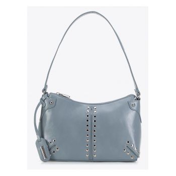 Geanta dama  piele ecologica - albastra - cu detalii metalice