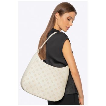 Geanta dama  piele ecologica - crem - cu trei compartimente