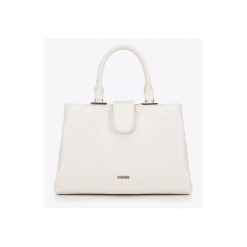 Geanta dama  piele ecologica - doua compartimente - crem