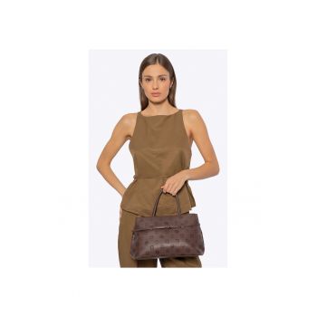 Geanta dama  piele ecologica - doua compartimente - maro