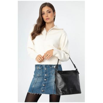 Geanta dama  piele ecologica - lucioasa - neagra