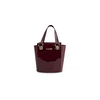 Geanta dama piele -  Elisabeth 8 - lac napa bordo - 25 x 14 x 27 cm