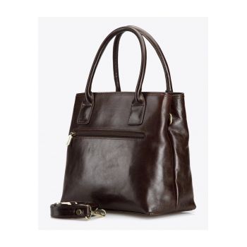 Geanta dama  piele naturala - doua compartimente - maro inchis