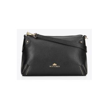 Geanta dama  piele naturala - neagra - 2 compartimente