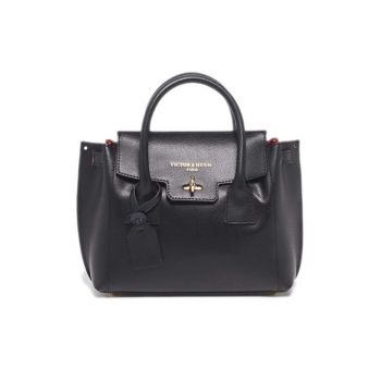 Geanta dama  piele naturala - neagra - 31x20x8cm