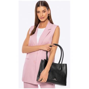 Geanta dama  piele naturala - negru - cu curea reglabila