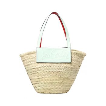 Geanta de plaja  piele naturala si paie - ecru - Casual