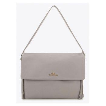 Geanta de umar dama  piele naturala - gri - 3 compartimente - curea detasabila