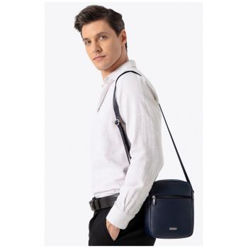 Geanta de umar  ecologica - albastra - cu fermoar - dimensiuni practice