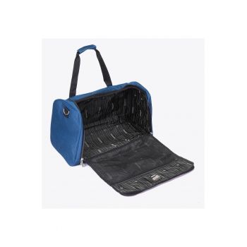 Geanta de voiaj medie  poliester - albastra - cu compartiment mare si buzunar din plasa