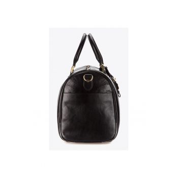 Geanta de voiaj  piele naturala - neagra - cu buzunare si curea detasabila