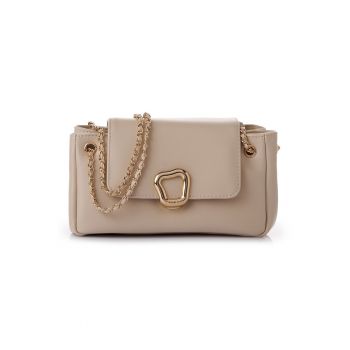 Geanta din piele ecologica cu bareta de umar - Bej