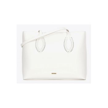 Geanta shopper din ecopiele  cu detalii impletite - 3 compartimente