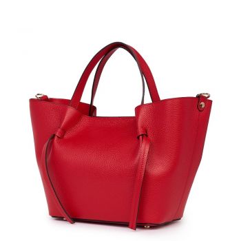 Geanta shopper din piele naturala Veronica rosie