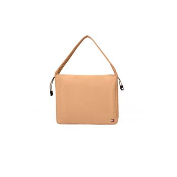 Geanta shopper femei Tommy Jeans Daily Utility - bej - material textil si imitatie de piele - dimensiuni spatioase