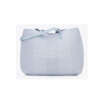 Geanta shopper  poliester - ecopiele - albastra - dimensiuni mari