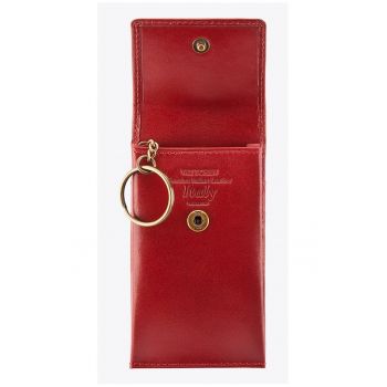Husa breloc dreptunghiulara din piele rosie - piele naturala rosie