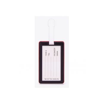 Identificator bagaj  rectangular - silicon - rosu