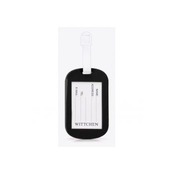 Identificator de bagaj  silicon - design modern - negru - 10x15cm