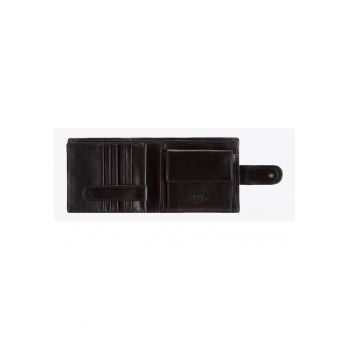 Portofel barbati  din piele naturala - negru - 10x12cm - 10 locuri pentru carduri - 2 compartimente pentru bancnote