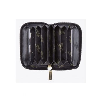 Portofel barbati  etui din piele naturala - 11 compartimente - negru