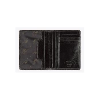 Portofel barbati -  etui documente din piele naturala - cu inchidere inovatoare - negru
