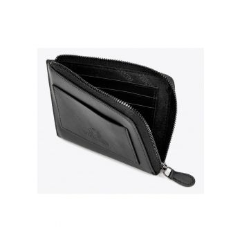 Portofel barbati  piele naturala - tehnologie RFID - 4 locuri pentru carduri - negru