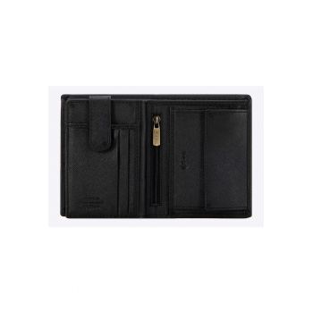 Portofel barbati  Saffiano - 6 locuri pentru carduri - 13x10cm - negru