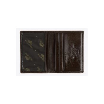 Portofel barbati -  vizitator din piele naturala - 3 compartimente - culoare maro