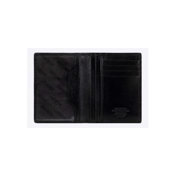 Portofel  colectia Italy - 3 compartimente - 4 locuri carduri - 12 -5x9 -5cm - piele naturala - negru