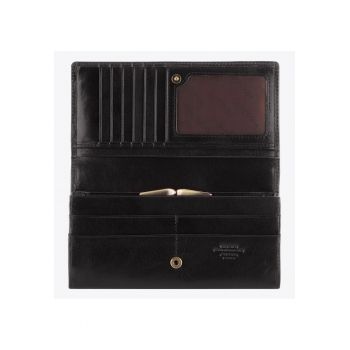 Portofel dama  Arizona - din piele naturala - 9 -5x18 -5cm - negru - capacitate mare