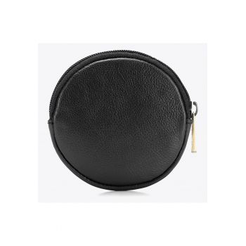 Portofel dama  bilonowka rotunda - piele naturala - negru - 10 -5x10 -5x1 -5cm