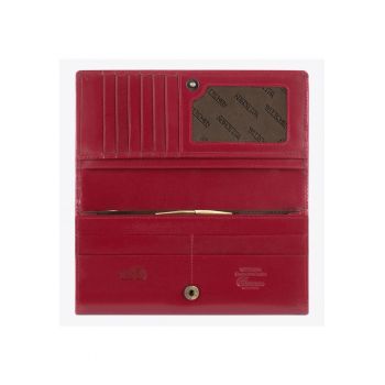 Portofel dama  colectia Florence - piele naturala - 10 locuri pentru carduri - visiniu