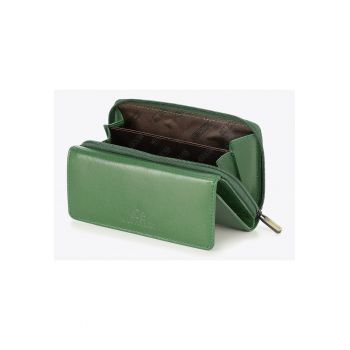 Portofel dama  colectia Florence - piele naturala - verde - 14 locuri pentru carduri - cu protectie RFID