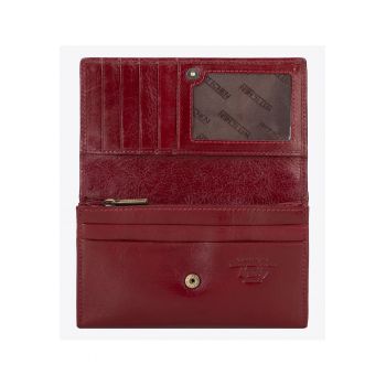Portofel dama  colectia Italy - piele naturala - 2 compartimente pentru bancnote - 8 locuri pentru carduri - rosu