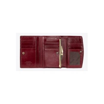Portofel dama  colectia Italy - piele naturala - rosu - 9 locuri pentru carduri