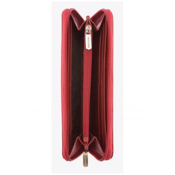 Portofel dama  din piele naturala - 9x19cm - cu 6 locuri pentru carduri - cu fermoar